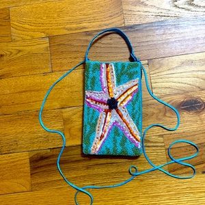 Bamboo Trading Company Club Bag~ beautiful beaded starfish!